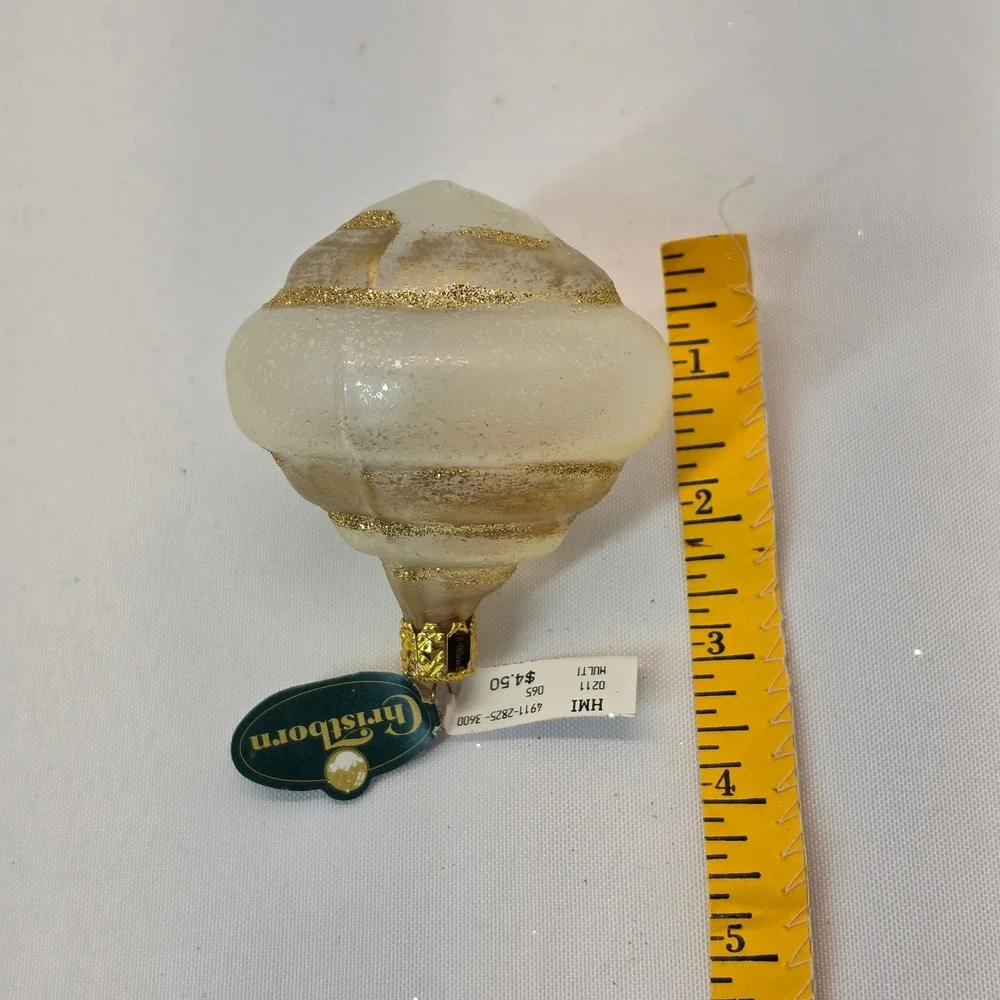 Christborn Ornaments Gold New Glass Angel Leaf Finial 3pc Set Germany